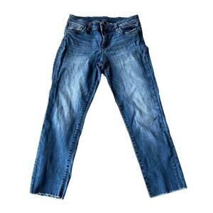 Kut From The Kloth Distressed Raw Hem Crop Boho Grunge Denim Blue Jeans Size 6